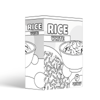 RICE – pudełko-kolorowanka do złożenia – ryż po ANGIELSKU – PDF do pobrania